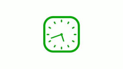 New green color square clock icon on white background,Clock icon