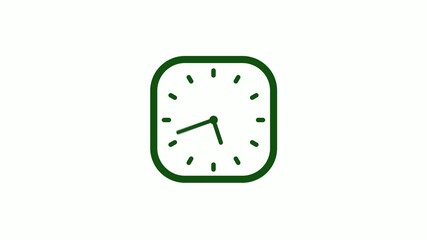 12 hours green dark counting down clock icon,square clock icon