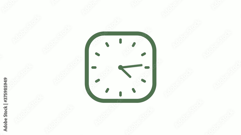 Wall mural amazing green gray 12 hours counting down clock icon on white background