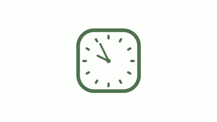 Amazing green gray 12 hours counting down clock icon on white background