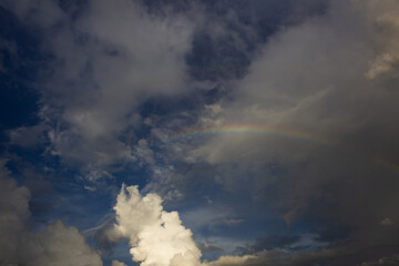 Fototapeta na wymiar clouds in the sky with rainbow