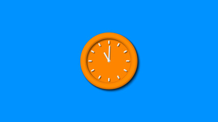 New orange color 3d wall clock icon on aqua background,Clock icon