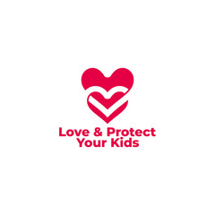 love and protect your kids symbol logo vector