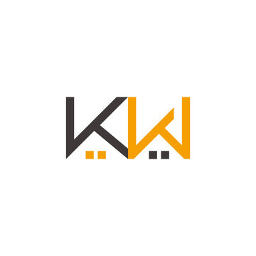 letter kw simple geometric home symbol colorful line logo vector