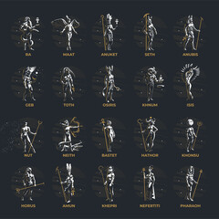 Collection of African and Egyptian gods and heroes