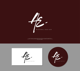 AE Initial handwriting or handwritten logo for identity. Logo with signature and hand drawn style.