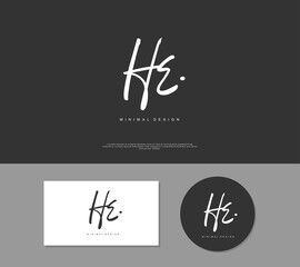 HE Initial handwriting or handwritten logo for identity. Logo with signature and hand drawn style.