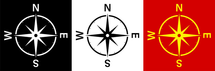 compass icon with an arrow and scale. Travel, device for determining the location and direction of tourist. Vector