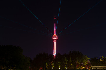 Obraz premium Wuhan Yangtze River and city night and light show scenery