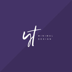 YT Initial handwriting or handwritten logo for identity. Logo with signature and hand drawn style.