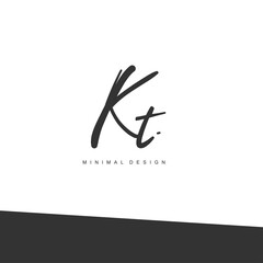 KT Initial handwriting or handwritten logo for identity. Logo with signature and hand drawn style.