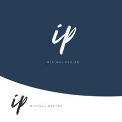 IP Initial handwriting or handwritten logo for identity. Logo with signature and hand drawn style.