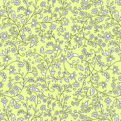 traditional Indian paisley pattern on  yellow   background