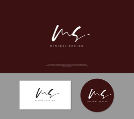 MS Initial handwriting or handwritten logo for identity. Logo with signature and hand drawn style.