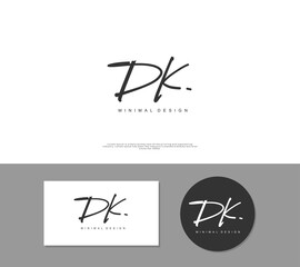 DK Initial handwriting or handwritten logo for identity. Logo with signature and hand drawn style.