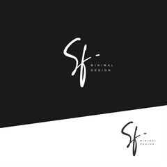 SF Initial handwriting or handwritten logo for identity. Logo with signature and hand drawn style.