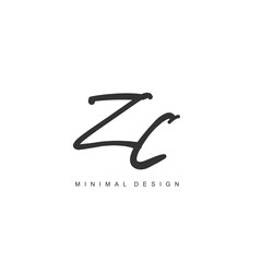ZC Initial handwriting or handwritten logo for identity. Logo with signature and hand drawn style.
