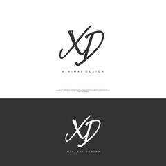 XD Initial handwriting or handwritten logo for identity. Logo with signature and hand drawn style.