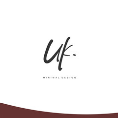 UK Initial handwriting or handwritten logo for identity. Logo with signature and hand drawn style.