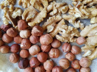 Mixture of nuts for food for breakfast