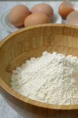 flour and eggs on the table