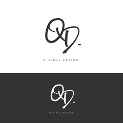 QD Initial handwriting or handwritten logo for identity. Logo with signature and hand drawn style.