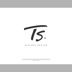 TS Initial handwriting or handwritten logo for identity. Logo with signature and hand drawn style.