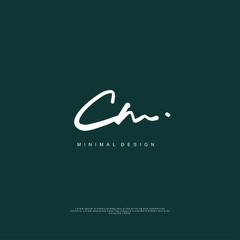 CM Initial handwriting or handwritten logo for identity. Logo with signature and hand drawn style.