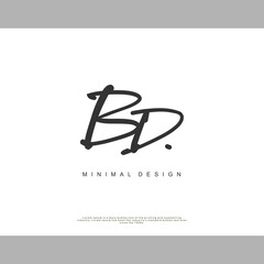 BD Initial handwriting or handwritten logo for identity. Logo with signature and hand drawn style.