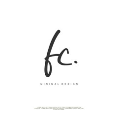 FC Initial handwriting or handwritten logo for identity. Logo with signature and hand drawn style.