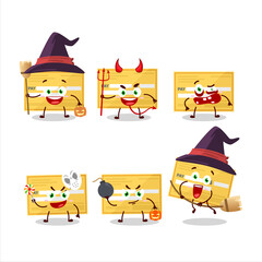 Halloween expression emoticons with cartoon character of payment check paper