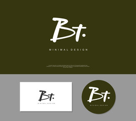 BT Initial handwriting or handwritten logo for identity. Logo with signature and hand drawn style.