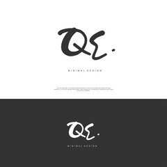 QE Initial handwriting or handwritten logo for identity. Logo with signature and hand drawn style.