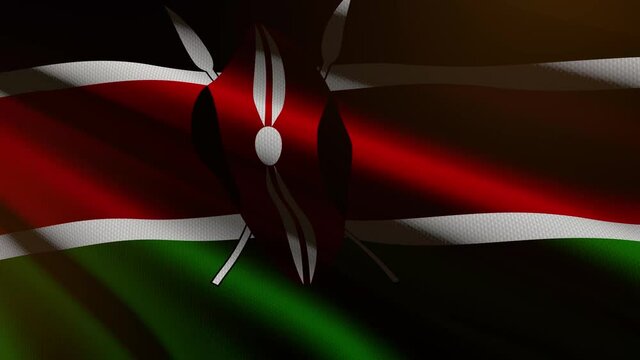 60FPS dark Kenya flag  with fabric texture waving - background, UHD 4k 3d seamless looping animation