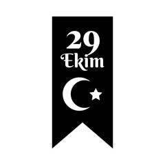 cumhuriyet bayrami celebration day with 29 number in ribbon hanging silhouette style