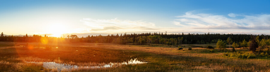 Panoramic View of a Beautiful Canadian Landscape during a Sunny Summer Sunset. Taken near Clinton, British Columbia, Canada.