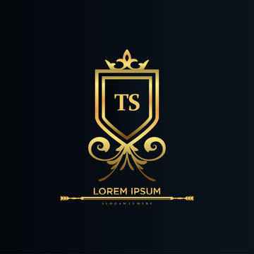 TS Letter Initial with Royal Template.elegant with crown logo vector, Creative Lettering Logo Vector Illustration.