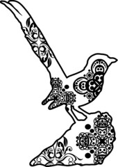 Bird Mandala Black Design With Nature Pattern