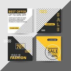 Editable template post story and social media ad. web banner ads for promotion design with yellow and black color.
