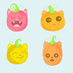 cute halloween pumpkin collection flat design