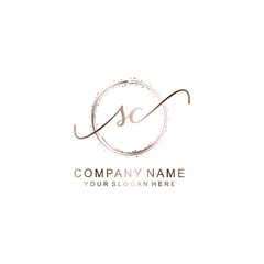 SC Initial handwriting logo template vector