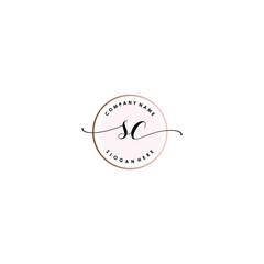 SC Initial handwriting logo template vector