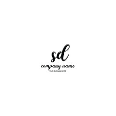 SD Initial handwriting logo template vector