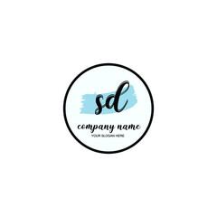 SD Initial handwriting logo template vector