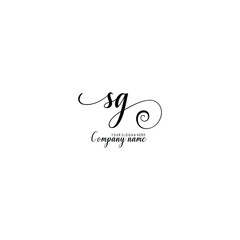 SG Initial handwriting logo template vector