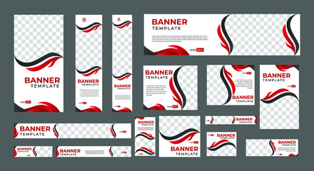 set of corporate web banners of standard size with a place for photos. Vertical, horizontal and square template. vector illustration EPS 10