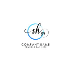 SH Initial handwriting logo template vector