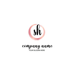 SH, Initial handwriting logo template vector