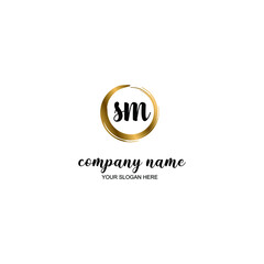 SM Initial handwriting logo template vector