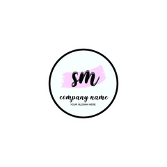 SM Initial handwriting logo template vector